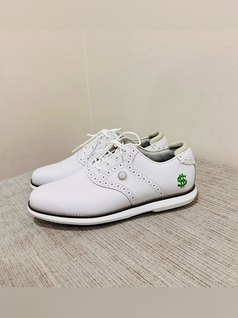 FootJoy MyJoys Traditions Women's Golf Shoes Size 8.5 XW Extra Wide White $ Sign